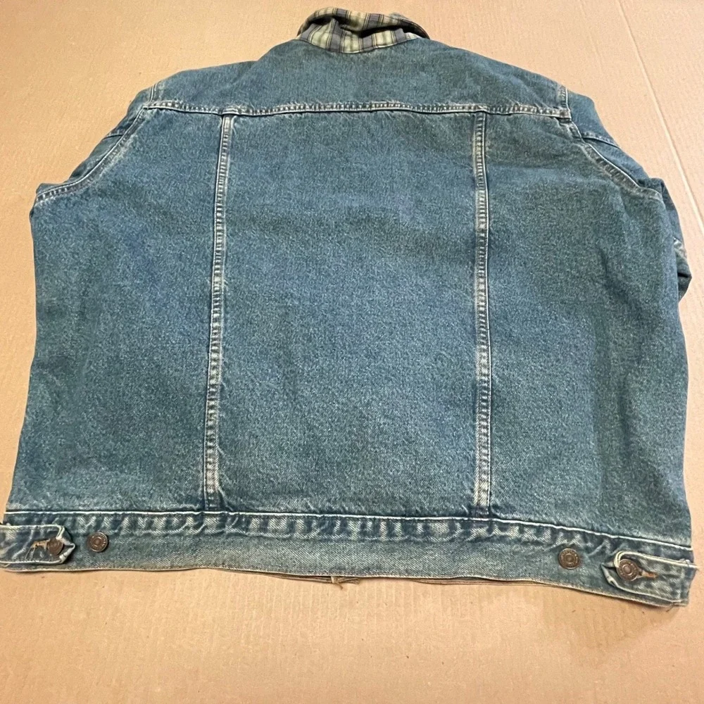 Vintage 90s Levi's 70699-0289 Plaid Flannel Lined Denim Trucker Jacket Mens XL
